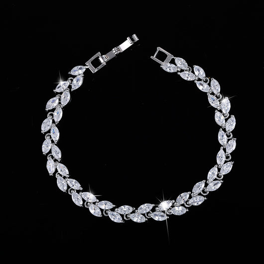 Pulsera de Moda Coreana con Hojas de Circón AAA