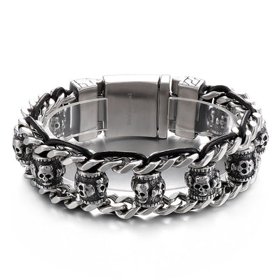 Pulsera de Acero Inoxidable Calavera Retro para Halloween - Image 5