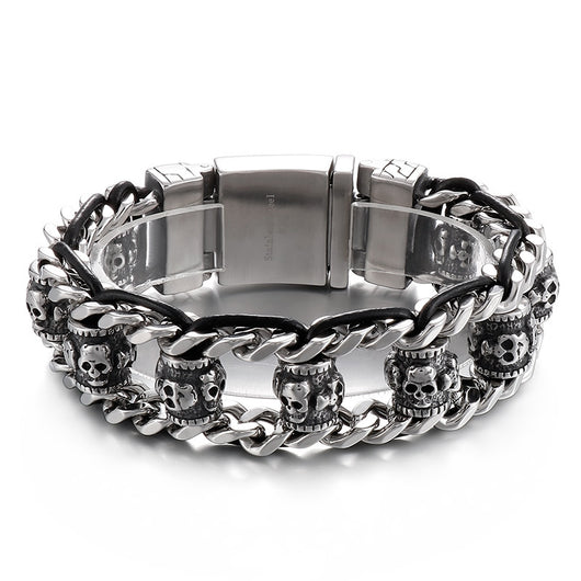 Pulsera de Acero Inoxidable Calavera Retro para Halloween - Image 5