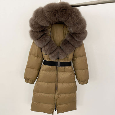 Abrigo Parka Mujer con Capucha Ajustada y Cuello de Zorro Real - Image 35