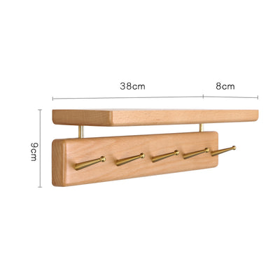 Perchero de Pared Nórdico en Madera Maciza con Ganchos de Latón - Estilo Japonés Nogal Negro - Image 7
