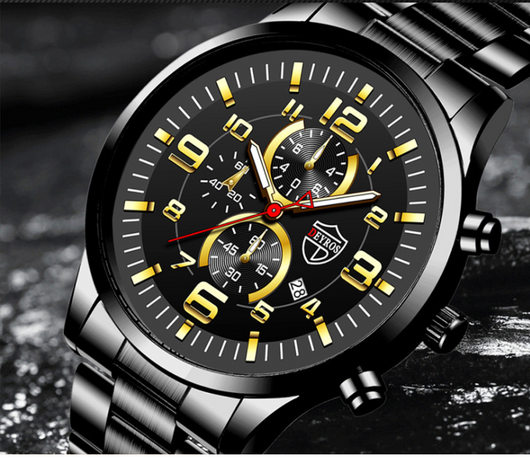 Reloj para Hombre con Esfera Dorada Grande, Calendario Luminoso y Correa de Acero - Image 8