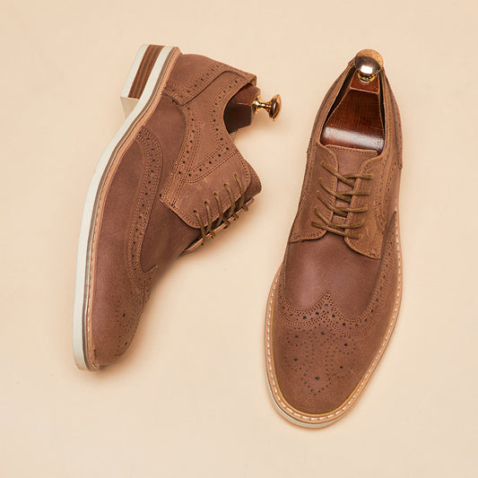 Zapatos Formales de Gamuza Auténtica para Hombre - Estilo Brogue Ejecutivo