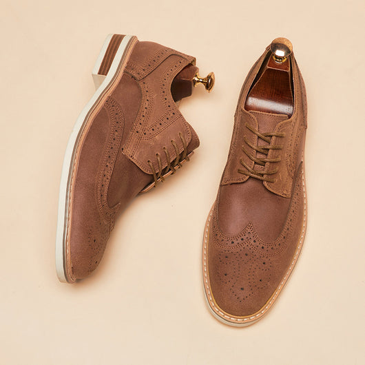 Zapatos Formales de Gamuza Auténtica para Hombre - Estilo Brogue Ejecutivo