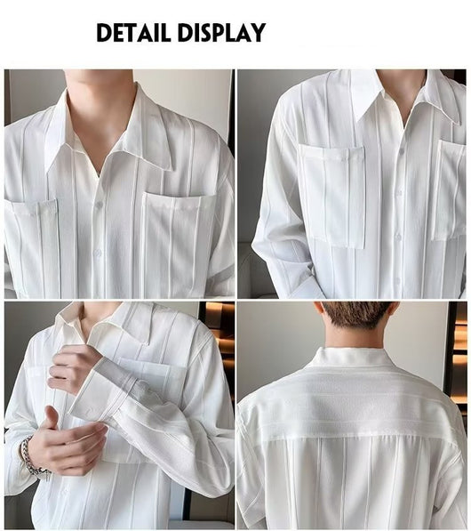 Camisa Manga Larga Lisa para Hombre - Estilo Moderno y Versátil - Image 9