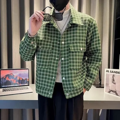 Camisa Cuadros Estilo Coreano Manga Larga Casual