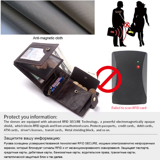 Billetera de Cuero Genuino para Hombre con Múltiples Compartimentos y Protección Antimagnética - Image 4