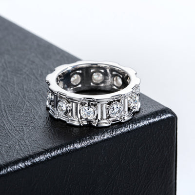 Anillo Lujo Ligero Plata 925 con Incrustación Columna Romana y Moissanita para Mujer - Image 8