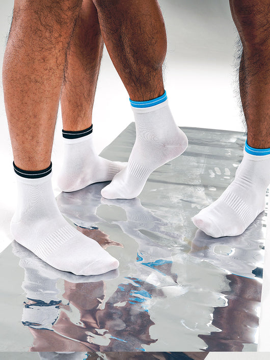 Calcetines Bajos de Algodón con Rayas Azules Dobles - Luokou