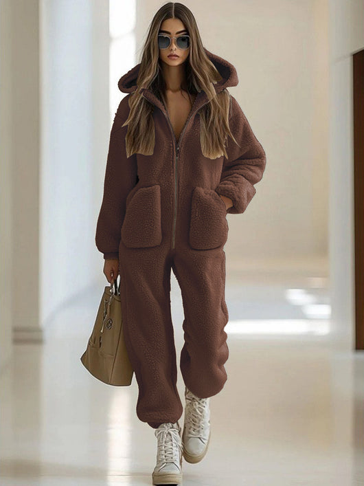 Jumpsuit Holgado de Felpa con Capucha y Bolsillos - Image 10