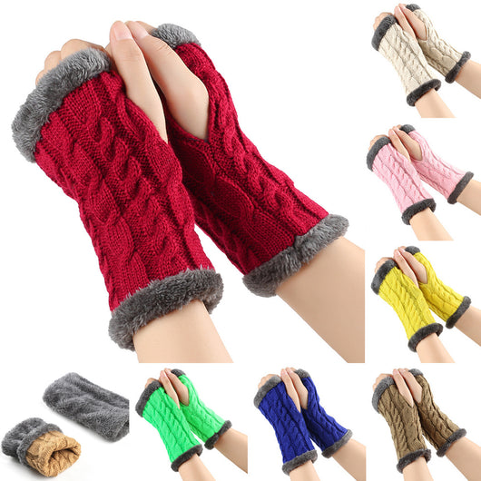 Guantes de Invierno Tejidos sin Dedos - Lana Térmica Gruesa para Mujer - Image 6