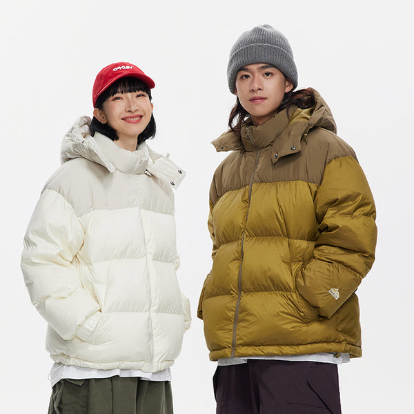 Chaqueta Acolchada con Capucha y Costuras de Colores para Parejas