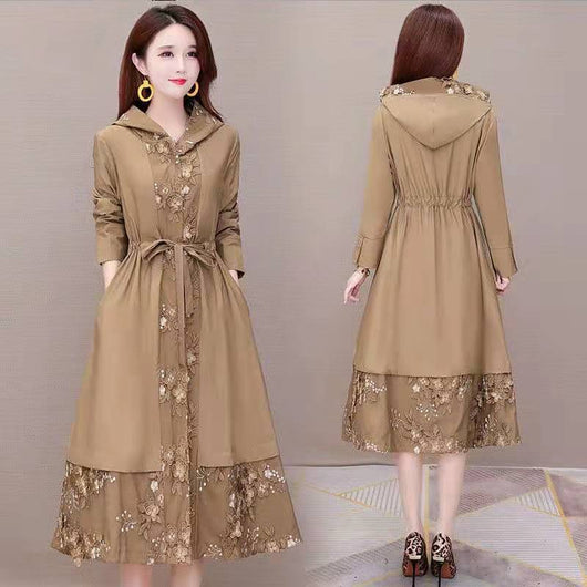Abrigo Trinchera Elegante Talla Grande para Mujer Largo - Image 9