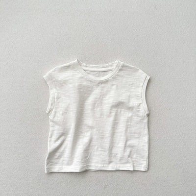Playera sin Mangas de Algodón Slub con Hombro Caído para Niños y Niñas - Image 10