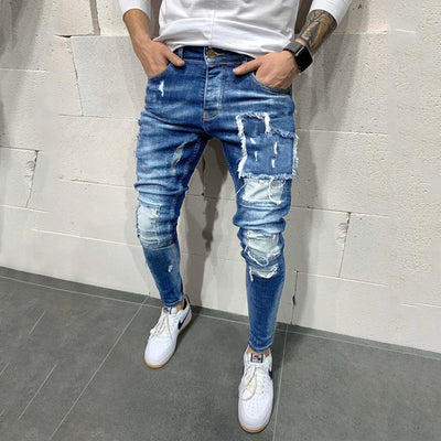Jeans Slim Fit Rotos con Parches para Hombre - Estilo Moderno - Image 4