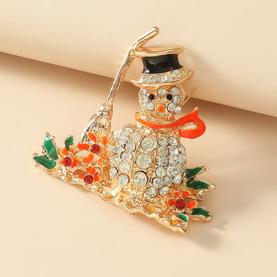 Broche Navideño Muñeco de Nieve Dorado de Lujo - Image 10