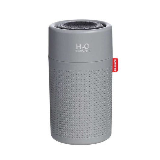 White cylindrical USB rechargeable wireless ultrasonic aromatherapy water mist diffuser lamp with H₂O HUMIDIFIER text. - Image 8
