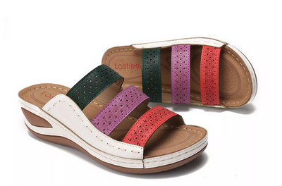 Pantuflas Grandes para Mujer con Diseño Calado y Costuras Arcoíris - Image 7