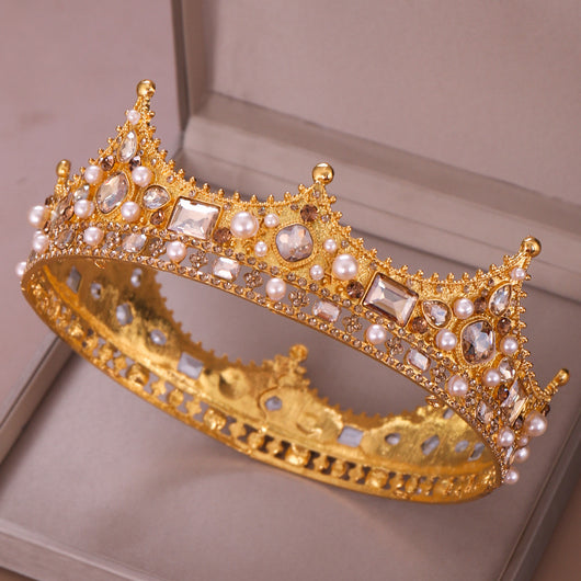 Corona Tocado Círculo Completo Diamantes y Perlas Estilo Retro - Image 3