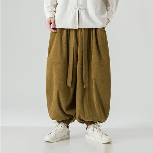 Pantalones Harem Sueltos para Hombre con Puños Elásticos