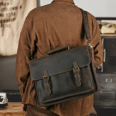 Bolso Crossbody para Laptop de Cuero Premium con Asa Simple
