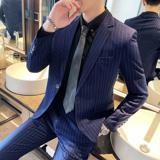 Traje Casual de Dos Piezas a Rayas para Hombre - Image 4