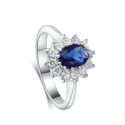 Anillo de Compromiso Zafiro Azul Oro - Diseño Europeo de Lujo