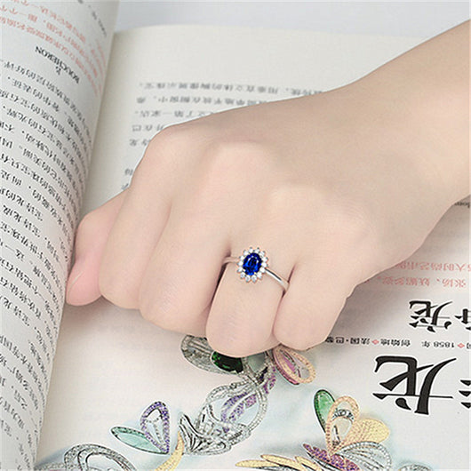 Anillo de Compromiso Zafiro Azul Oro - Diseño Europeo de Lujo - Image 2