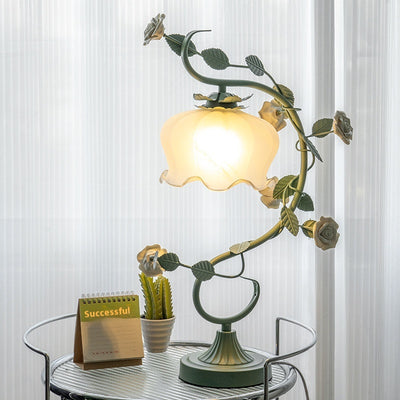 Lámpara de Mesita Retro con Flores Idílicas para Dormitorio - Image 2