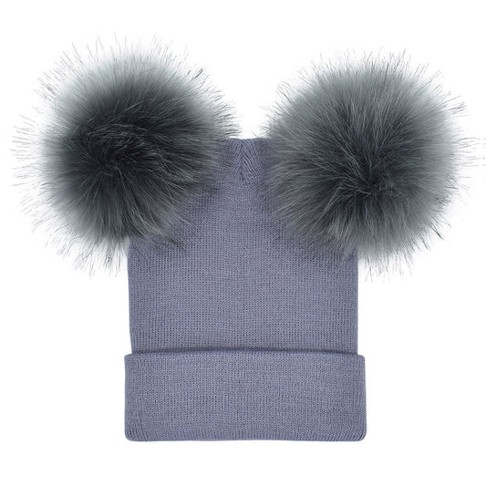 Gorro de Lana Tejido Doble para Mujer con Bola Decorativa - Image 2