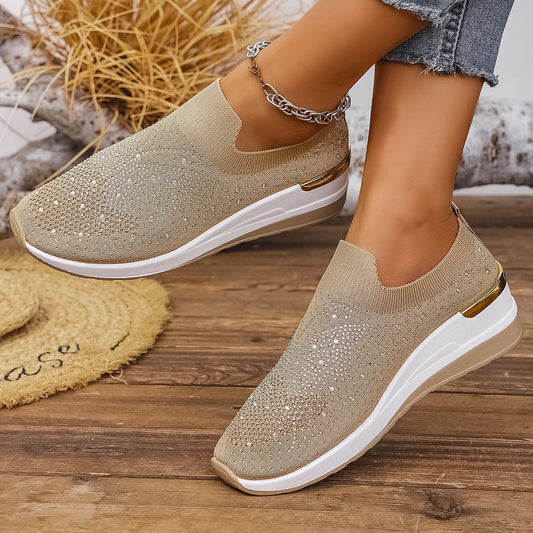 Zapatos de Tacón Cuña Verano para Mujer con Strass y Punta Redonda - Image 2