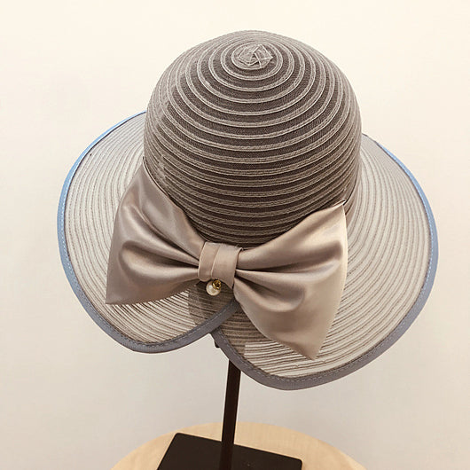 Sombrero de Paja Vintage con Moño Perla para Playa