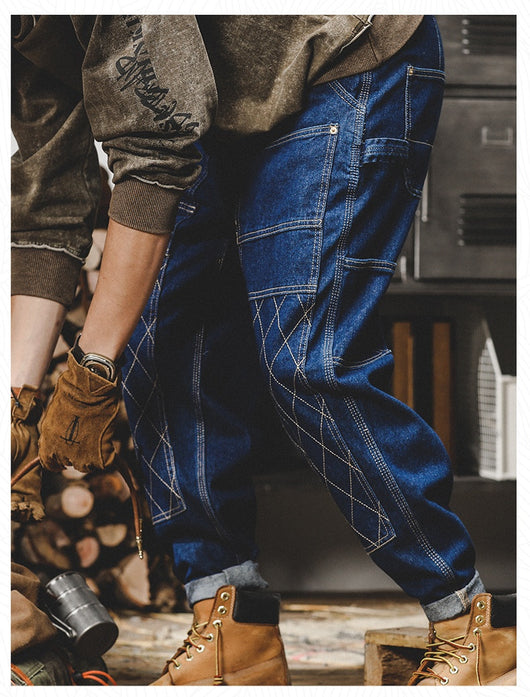 Pantalones Vaqueros Retro Holgados para Hombre con Costuras Brillantes - Image 18
