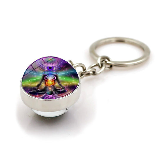 Llavero Colgante de Cristal Doble Cara con Símbolo de Yoga - Image 13