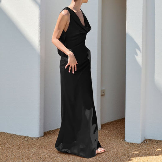 Vestido Elegante con Escote Drapeado Profundo - Image 6