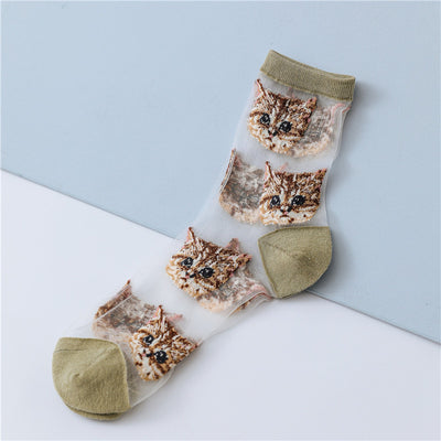 Calcetines de Seda para Mujer con Diseño Gato y Personalidad Dulce - Image 5