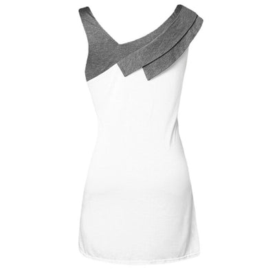 Blusa con Bloques de Color Asimétricos y Chaleco Botones Talla Grande - Image 11