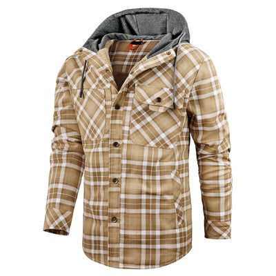 Chaqueta Acolchada Térmica a Cuadros con Capucha y Forro Polar para Hombre - Image 4