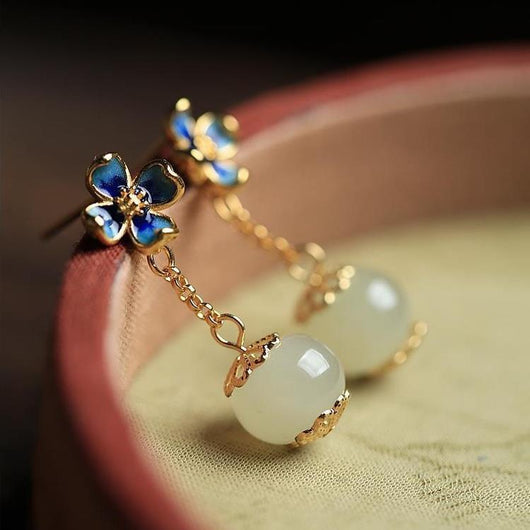 Aretes de Trébol de Cuatro Hojas con Flor para Dama - Image 4