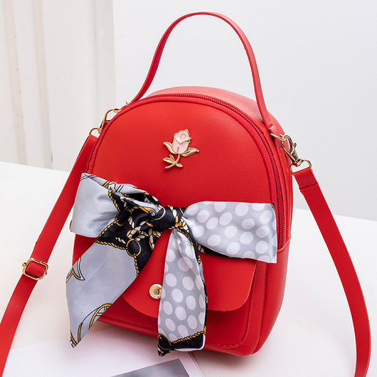 Mochila Backpack Femenina con Pañuelo de Seda Doble Compartimento - Image 38
