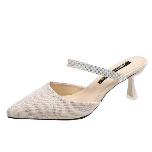 Sandalias y Pantuflas Femeninas con Tacón Stiletto y Cristales Brillantes - Image 9