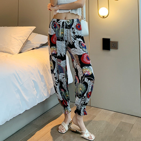 Pantalones Anchos Tipo Farol de Cintura Alta con Cordón para Mujer