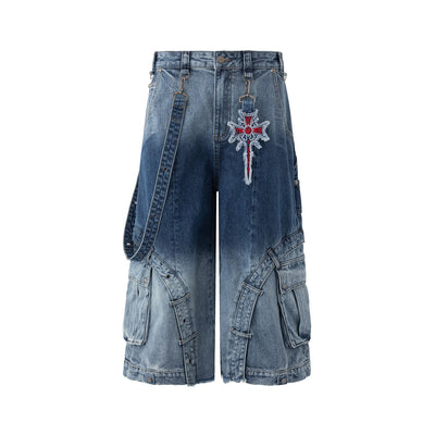 Jeans Retro Patchwork Degradado Reforzado Lavado Vintage - Image 9