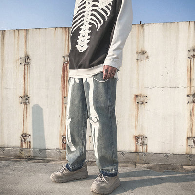 Pantalón Denim Recto Luminoso con Estampado Artístico - Image 3