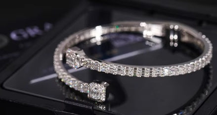 Pulsera de Plata S925 con Moissanita Cuadrada - Image 4
