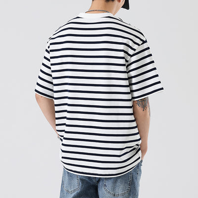 Camiseta Rayada Hombre Marca Americana - Corte Relajado Cuello Redondo - Image 3