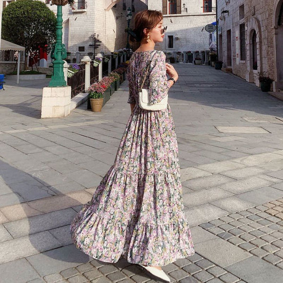 Vestido Largo Floral de Verano para Mujer Talla Grande