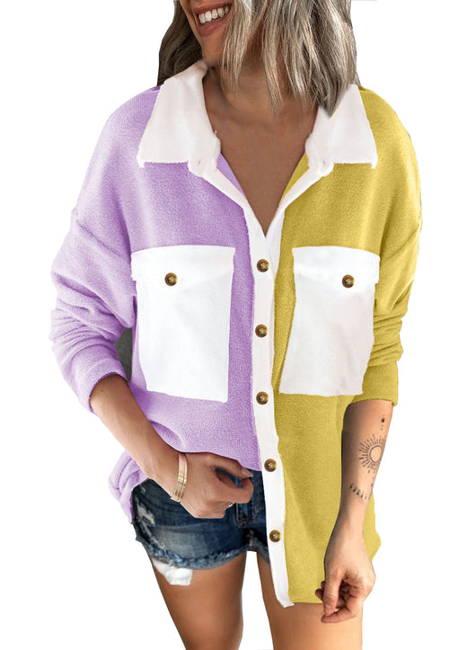 Chaqueta Cardigan Mujer con Contraste de Colores - Image 2