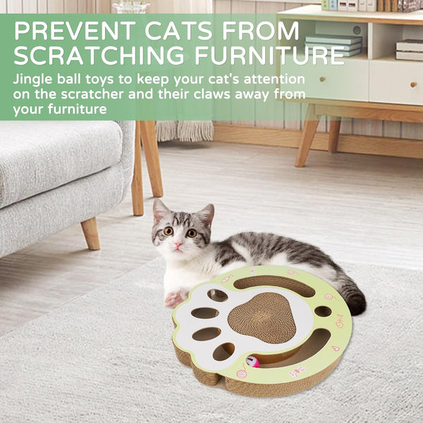 Rascador Circular de Cartón para Gatos con Pista de Bolas