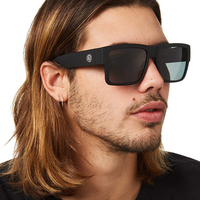 Matte black sports sunglasses with non-mirror black lenses and a full frame design, ideal for men's outdoor activities.